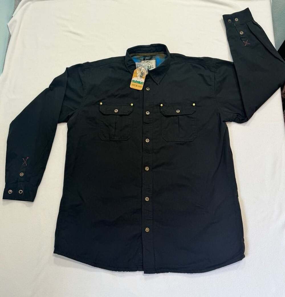 Gioberti Men’s 3XL Black Flannel Lined Shirt Jacket Shacket Snap Front NWT